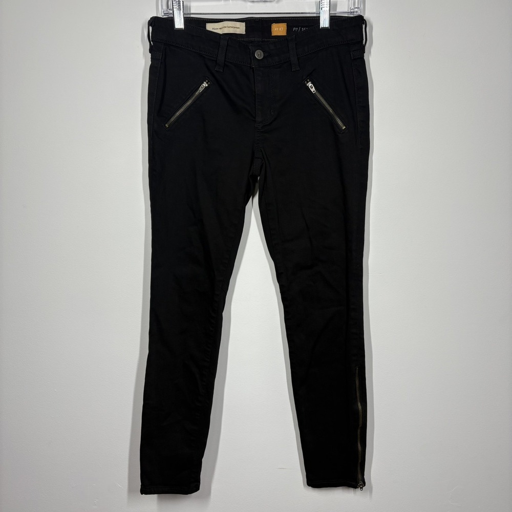 Anthropologie Pilcro and the Letterpress‎ Womens Serif Jeans Size 27 Black Moto